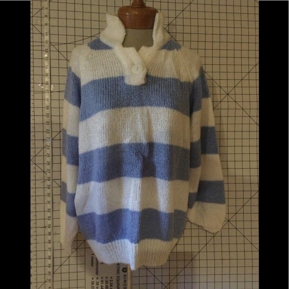 Liz Thomas II Blue & White Striped Sweater (size 42 - 22W) - Picture 1 of 4